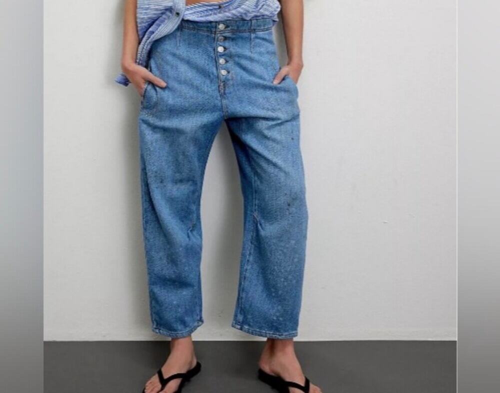NWOT Free People Osaka Mid-Rise Barrel Jeans, Size 27/US Size 4